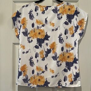 SHEIN Yellow and Gold Flutter Sleeve Ruffled Blouse